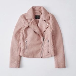 Faux Pink Leather Moto Jacket